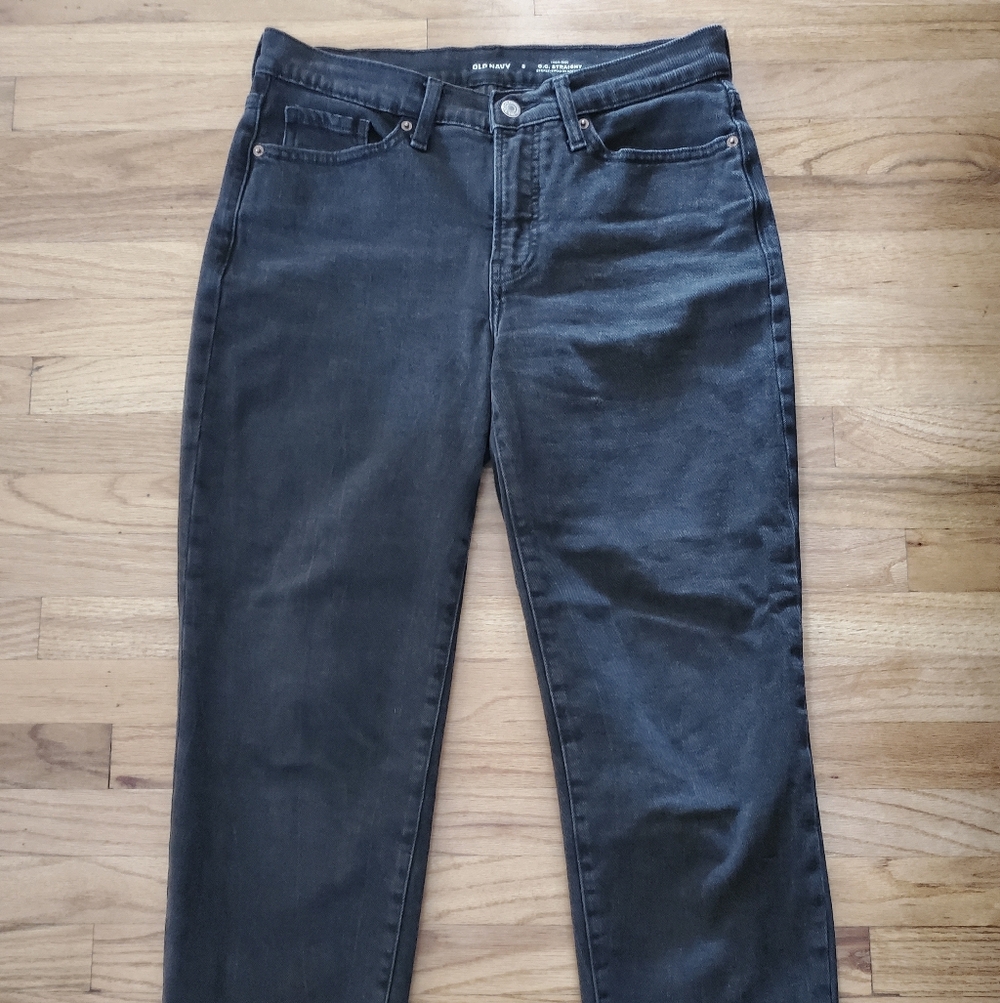 Womens High-rise Straight Leg Jeans